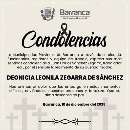 La Municipalidad Provincial de Barranca Rinde Homenaje a Trabajador Edil en Día de Duelo: Un Gestor de la Comunidad Perdió a su Querida Madre