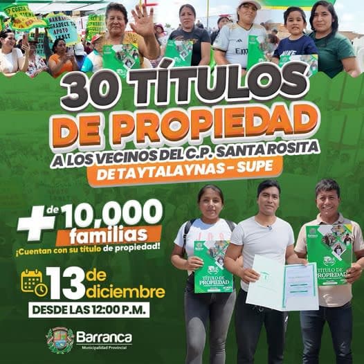 Más de 500 familias de Santa Rosita de Taytalaynas recibirán títulos de propiedad este sábado